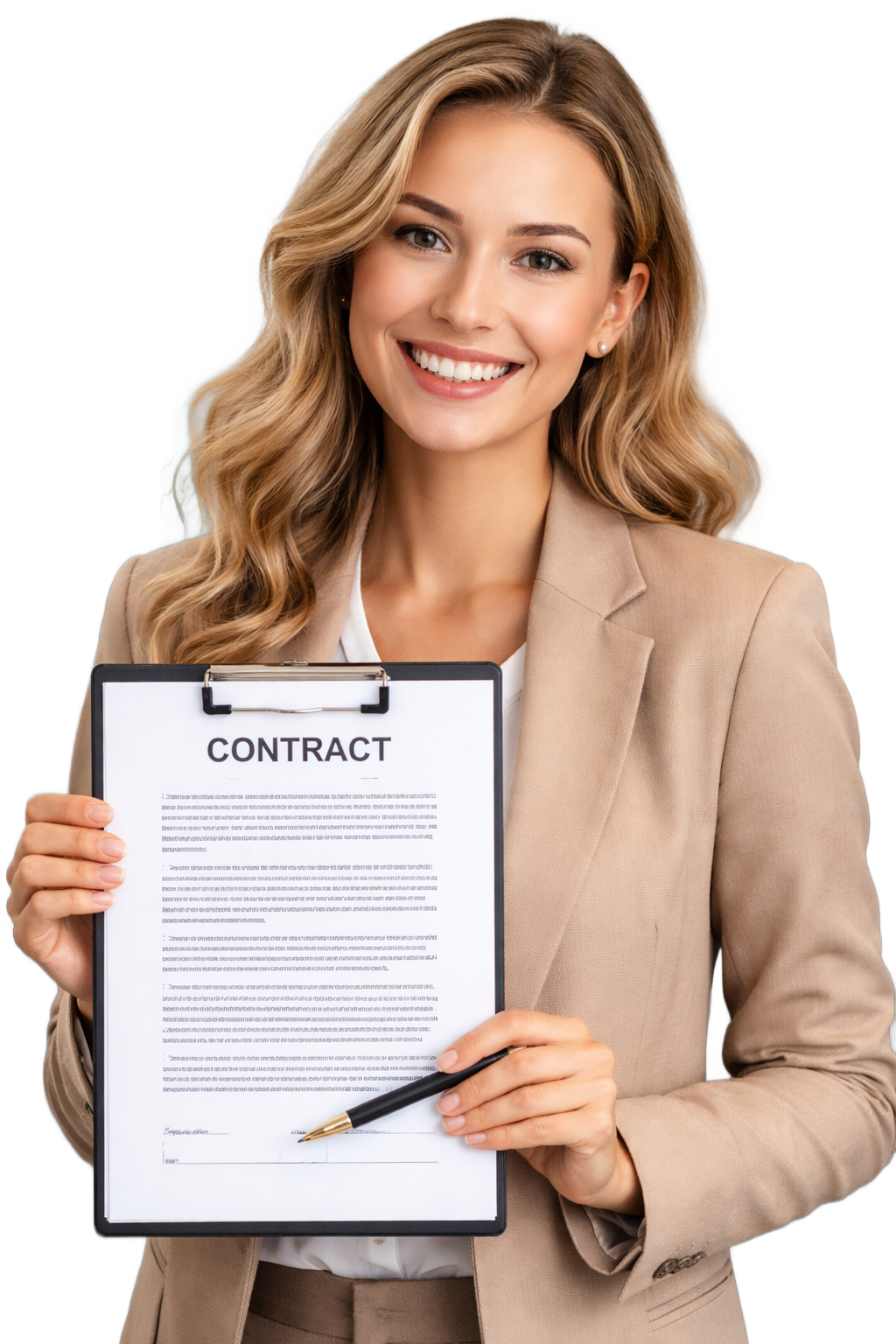 Woman holding a contract