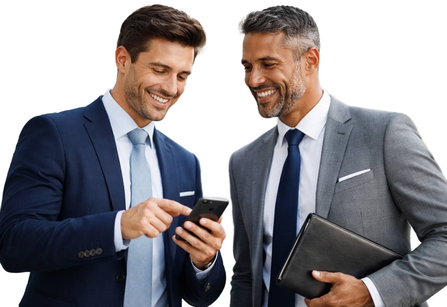 Two men in suits having a conversation