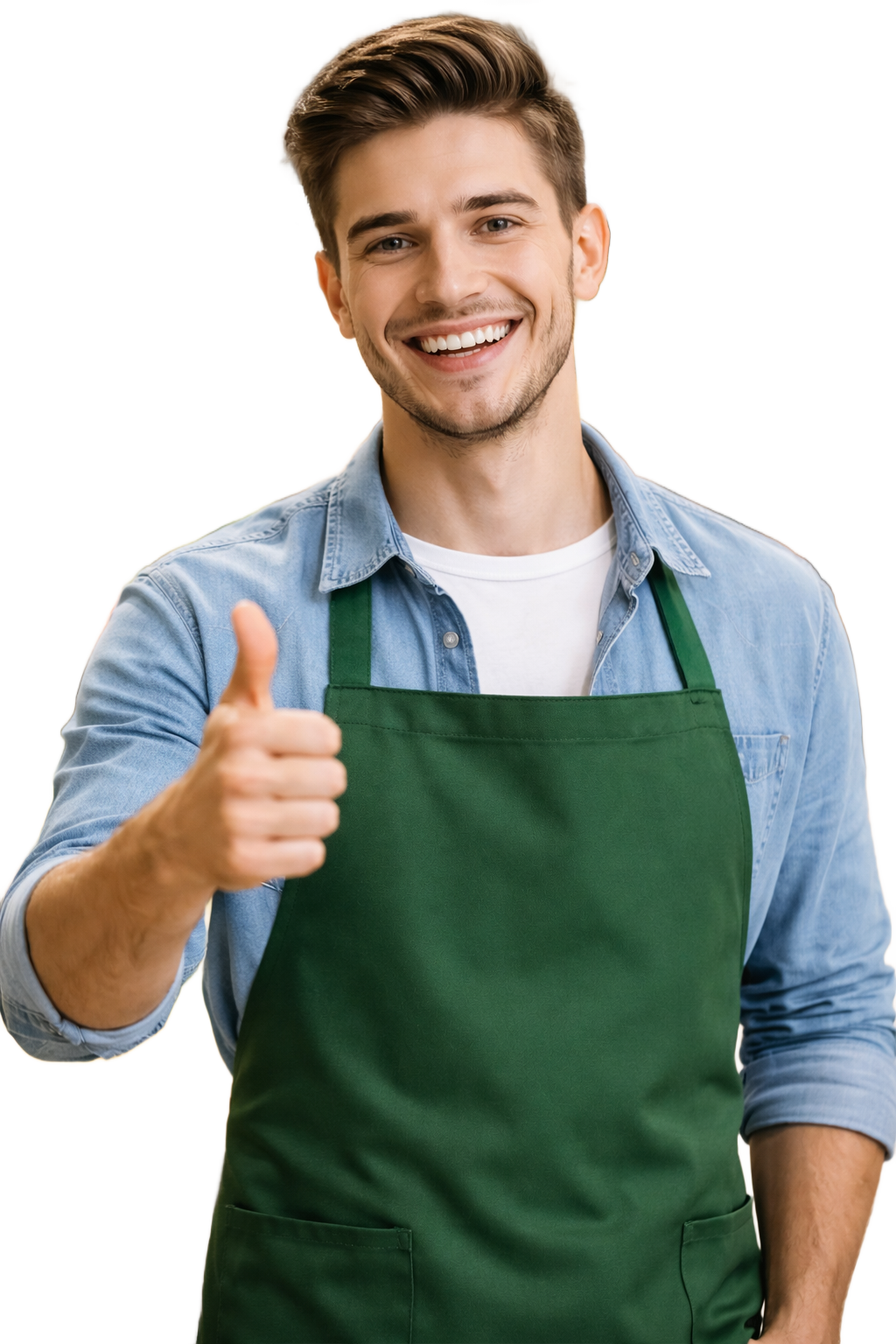Supermarket worker giving a thumbs-up